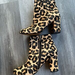 Town Shoes Leopard Print Leather Boots
